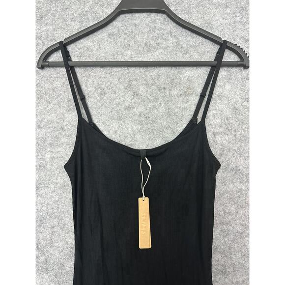 SKIMS Black Soft Lounge Round Neck Maxi Slip Dress Size Medium New - Picture 2 of 7